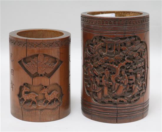 Two Chinese brush pots